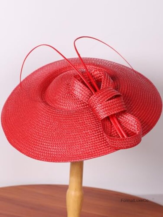 Vintage Fascinator Pillbox Hat Straw Fedora Wide Brim Ladies Derby Church main image 7